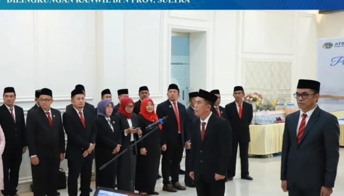 Kepala Kantah Bombana Hadiri Pelantikan Pejabat Struktural ATR/BPN se-Sultra