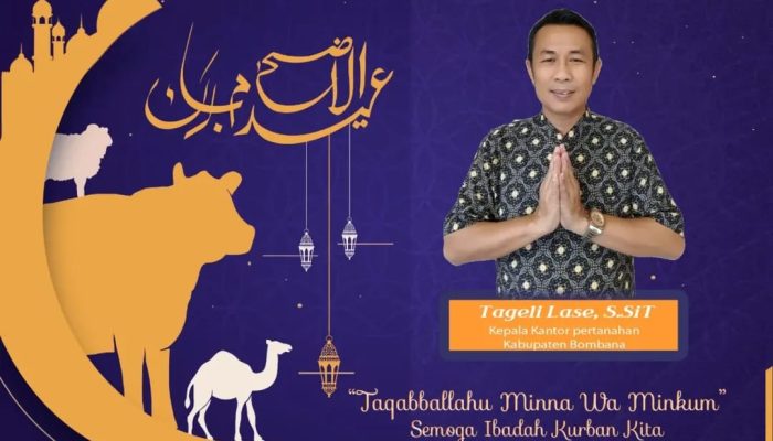 Segenap Keluarga Besar Kantor Pertanahan Kabupaten Bombana Mengucapakan Selamat Hari Raya Udul Adha 1446 H/2025 Masehi