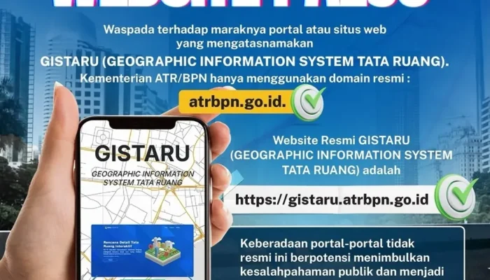 Kementerian ATR/BPN Imbau Waspada Website Palsu GISTARU, Masyarakat Diminta Akses Hanya di Laman Resmi