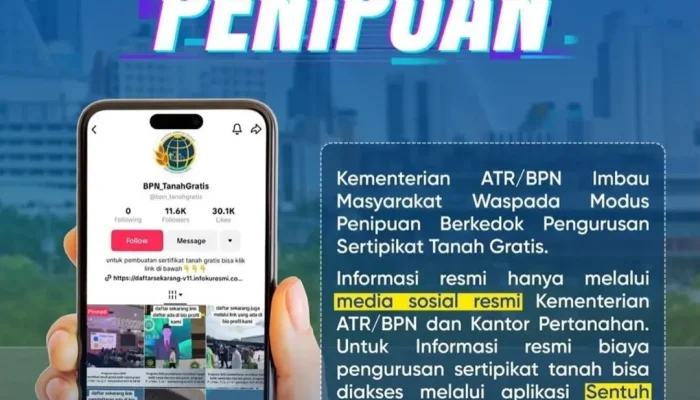 ATR/BPN Ingatkan Warga Waspada Penipuan Berkedok Sertipikat Tanah Gratis