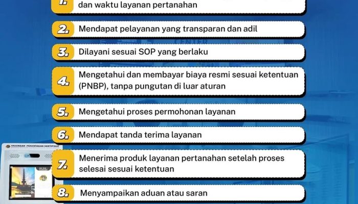 Pengguna Layanan Kantor Pertanahan Berhak Dapat Informasi Transparan hingga Salurkan Aduan