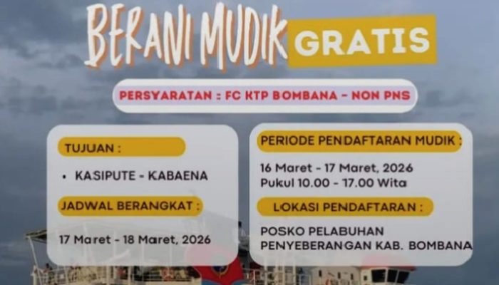 Pemkab Bombana Buka Program Mudik Gratis Kasipute–Kabaena Jelang Lebaran