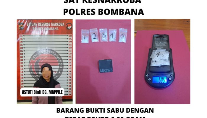 Polres Bombana Tangkap Ibu Rumah Tangga Diduga Pengedar Sabu, Barang Bukti 6 Gram Diamankan