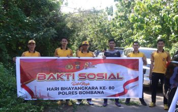 Sambut HUT Bhayangkara Ke-80, Polres Bombana dan Masyarakat Gotong Royong Perluas Bahu Jalan hingga Bersihkan Fasilitas Umum