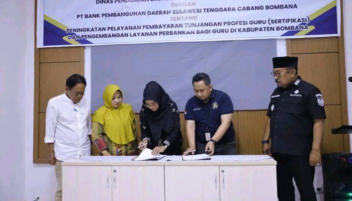 Pemkab Bombana Gandeng Bank Sultra, Pembayaran Tunjangan Sertifikasi Guru Diperkuat Lewat MoU