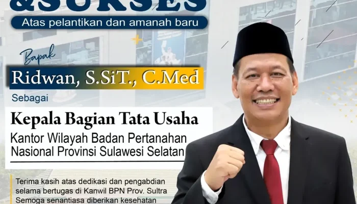 Ridwan Dilantik sebagai Kabag Tata Usaha Kanwil BPN Sultra, Kantah Bombana Apresiasi Dedikasi dan Pengabdian