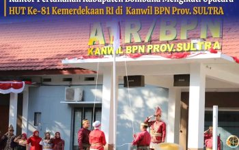 Kantah Bombana Turut Khidmat Rayakan HUT RI ke-81 di Kanwil BPN Sultra