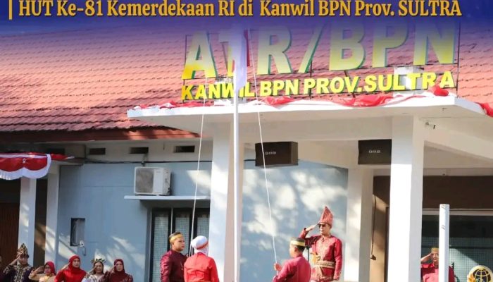 Kantah Bombana Turut Khidmat Rayakan HUT RI ke-81 di Kanwil BPN Sultra
