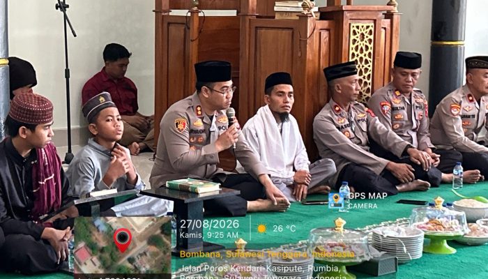 Maulid Nabi di Masjid Miftahul Jannah Polres Bombana, Kapolres Ajak Personel Teladani Akhlak Rasulullah