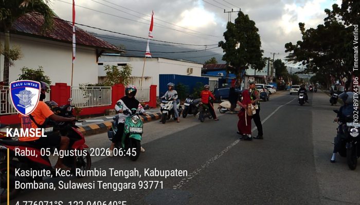 Satlantas Polres Bombana Perkuat Pengamanan Pagi di Titik Rawan, Prioritaskan Keselamatan Pelajar
