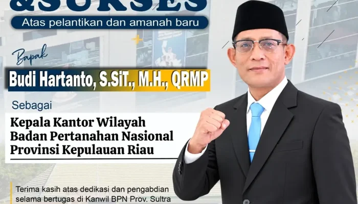 Budi Hartanto Dilantik Jadi Kakanwil BPN Kepulauan Riau, Kantah Bombana Sampaikan Apresiasi