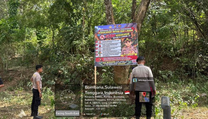 Cegah Karhutla, Polres Bombana Gencarkan Patroli dan Pasang Baliho Larangan Bakar Lahan