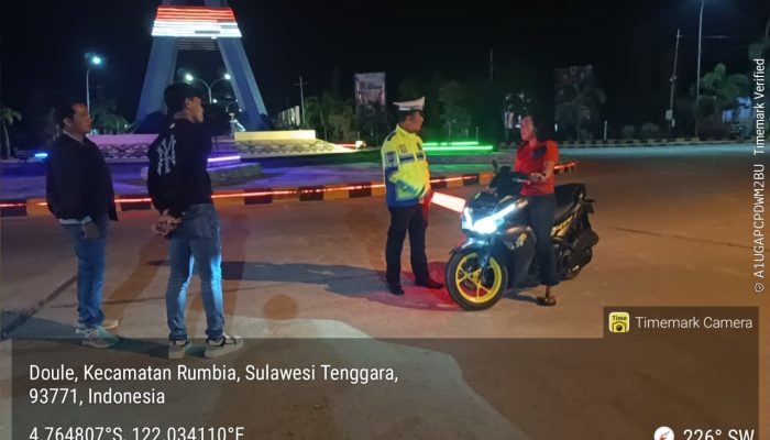 Cegah Balap Liar, Polres Bombana Intensifkan Patroli Malam, 4 Pengendara Ditilang