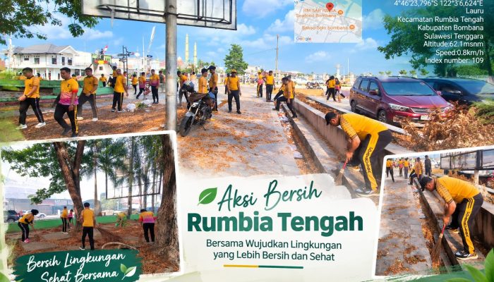 Polres Bombana Gelar Green Policing, Kapolres Bersama Masyarakat Bersihkan Lingkungan